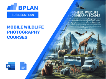 Mobile Wildlife Photography Courses Business Plan