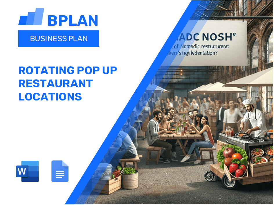 Rotating Pop Up Restaurant Locations Business Plan