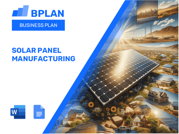Solar Panel Manufacturing Business Plan