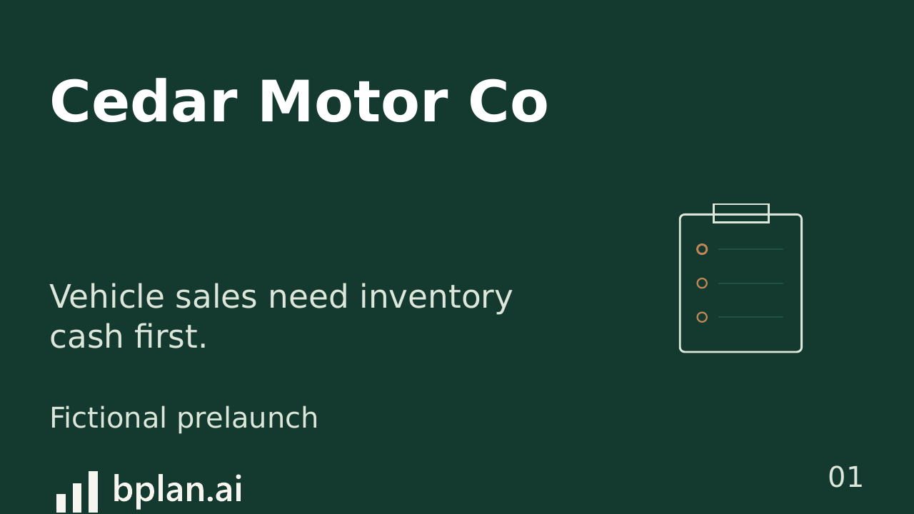 Actual Cedar Motor Co pitch title