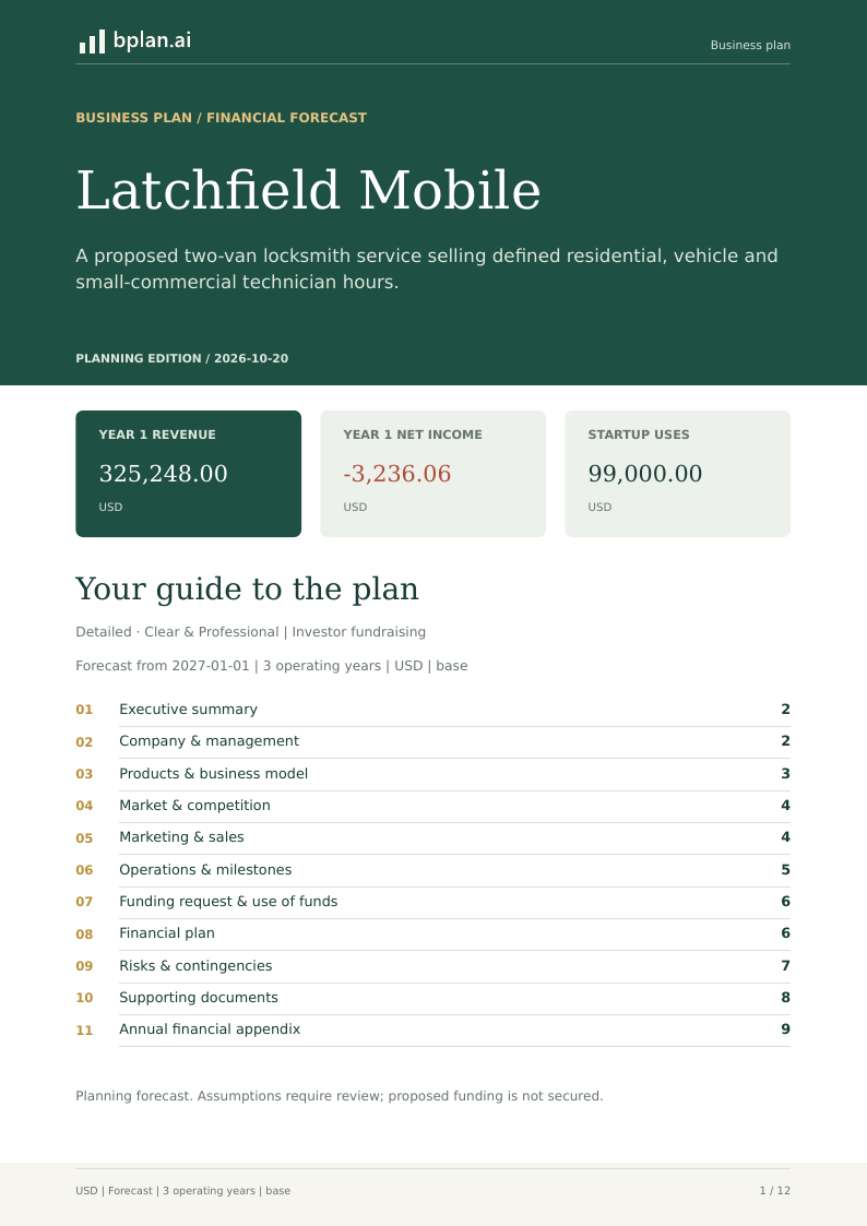 Actual Latchfield Mobile business-plan PDF cover